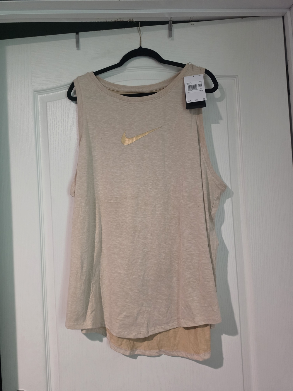 NWT Nike Women's Beige Tank Top with Gold Swoosh Size 2x